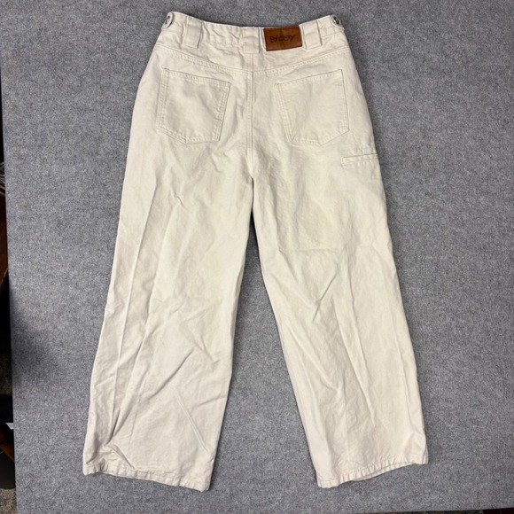 Baggy Other - Baggy Mens Pleated Wide Leg Canvas Pants Cream Off White Streetwear Size M